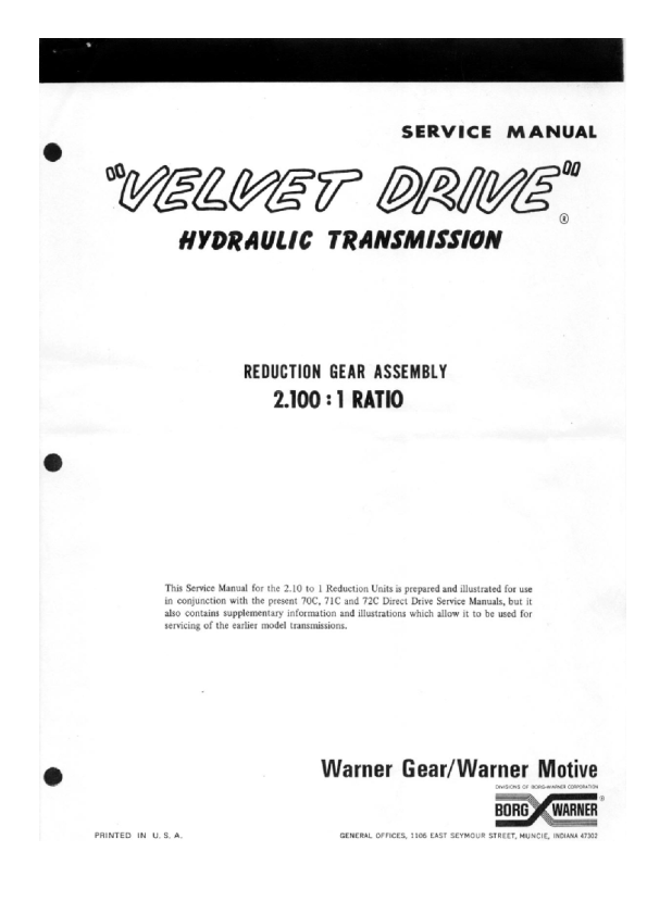 Velvet Drive 2.100 Hydraulic Transmission Service Manual - Image 3