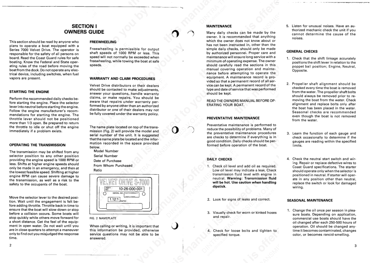 Velvet Drive 7000 Marine Transmission Service Manual - Image 3