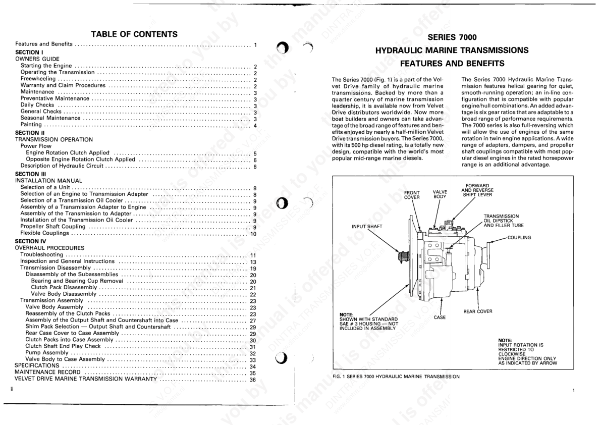 Velvet Drive 7000 Marine Transmission Service Manual - Image 2