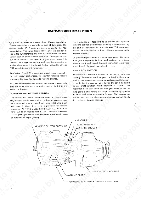 Velvet Drive CR2 Marine Transmission Service Manual - Image 3