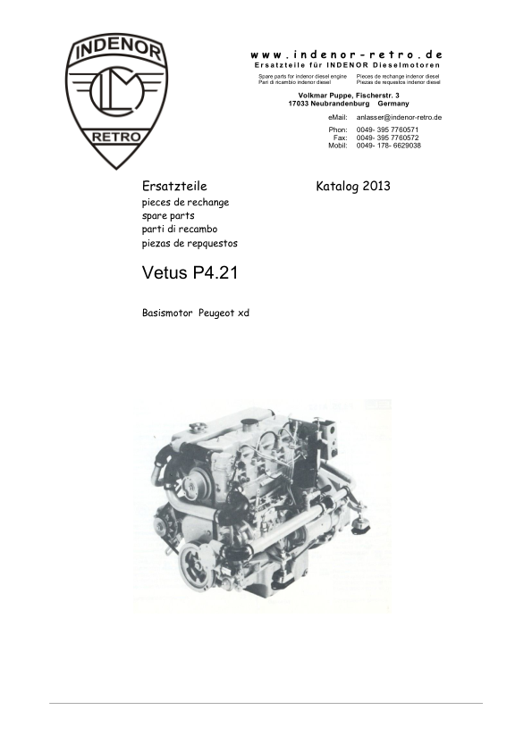Vetus P4 21 Diesel Engine Parts Catalog - Image 2