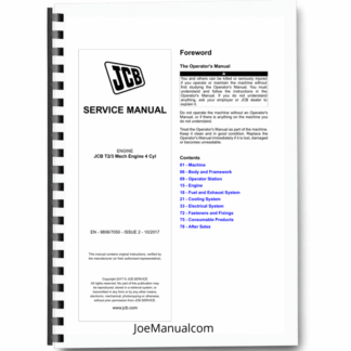 JCB Dieselmax T2 T3 4Cyl Engine Service Manual 9806/7050 Printed Book