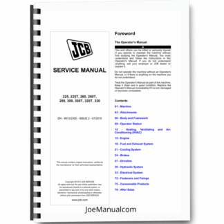 JCB 225 225T 260 260T 280 300 300T 320T 330 Skidsteer Service Manual 9813/2300-2 Printed Book