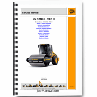 JCB VM46 75 115 132 146 166 200D-PD VM Range Tier III Roller Service Manual Printed Book