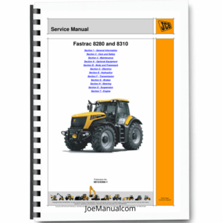 JCB Fastrack 9280 8310 Tractor Service Manual 9813/0350-1 Printed Book