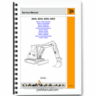 JCB 8040 8045 8050 8055 Mini Excavator Service Manual 9813/1850 Printed Book
