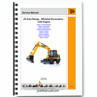 JCB JS Auto Range Wheeled Excavator with JCB Engine Service Manual 9813/1700-2 Printed Book