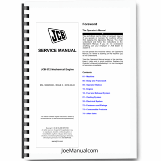 JCB 672 Mechanical Engine Service Manual 9806/6900 Printed Book