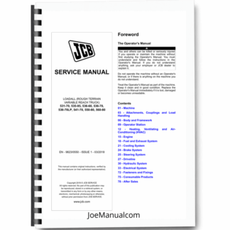 JCB 531-70 535-95 536-60 536-70 536-70LP 541 550 560 Loadall Service Manual 9823/0550 Printed Book