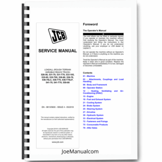 JCB 526-55 531-70 533-105 535-95 536-60 536-70 541-70 550-80 Loadall Service Manual 9813/5600 Printed Book