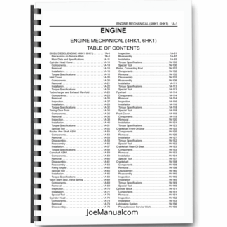 Isuzu JCB 4HK1 6HK1 Engine Service Manual 9806/3010 Printed Book