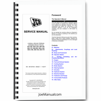 JCB 533-105 535-v125 540 550 Telehandlers Loadall Service Manual 9813/9100 Printed Book