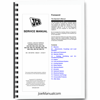 JCB 533-105 535-v125 535-v140 540 550 Telehandlers Loadall Service Manual 9813/8750 Printed Book
