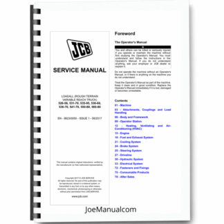 JCB 526-56 531-70 535-95 536-60 536-70 541-70 550-80 560-80 Telehandlers Loadall Service Manual 9823/0050 Printed Book