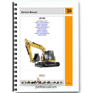 JCB JZ140 Excavator Service Manual 9803/9910 Printed Book
