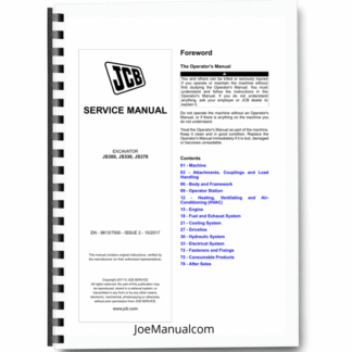 JCB JS300 JS330 JS370 Excavators Service Manual 9813/7500 Printed Book