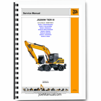 JCB JS200W Tier III Excavator Service Manual 9803/9540 Printed Book