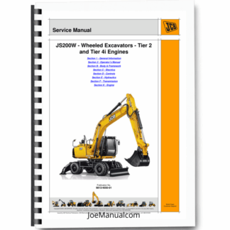 JCB JS200W Wheeled Excavators with Tier 2 and Tier 4i Engines Service Manual 9813/4050 Printed Book
