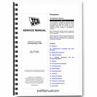 JCB Hydradig 110W Wheeled Excavator Service Manual 9813/8250 Printed Book