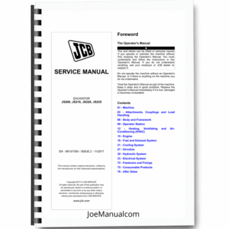 JCB JS200 JS210 JS220 JS235 Excavators Service Manual 9813/7300 Printed Book