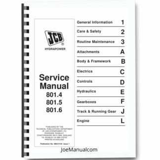 JCB 801.4 801.5 801.6 Mini Excavator Service Repair Manual Printed Book