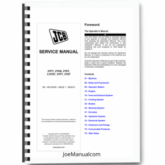 JCB 2TFT 2THS 2TST 3.5TST 3TFT 3TST Dumpers Service Manual 9813/5250 Printed Book