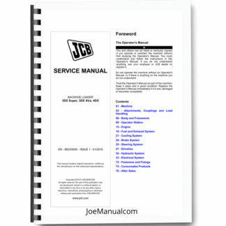 JCB 3DX Super 3DX Xtra 4DX Backhoe Loader Service Manual 9823/0000 Printed Book