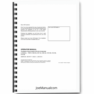 JCB 506-36 507-42 509-42 510-56 512-56 514-56 Loadall Tier 4 Operation Manual Printed Book