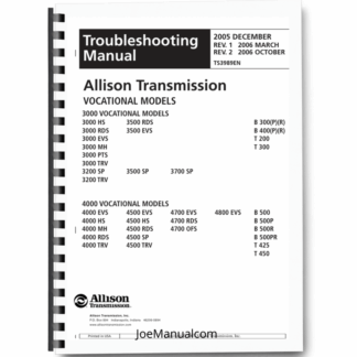 Allison JCB 3000 4000 Series Transmission Troubleshoting Service Manual 9806/4040 Printed Book