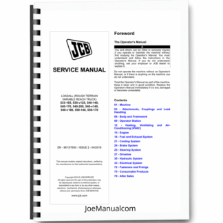 JCB 533-105 535-v125 540 550 Telehandlers Loadall Service Manual 9813/7650 Printed Book
