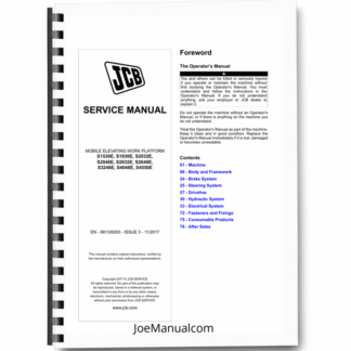JCB S1530E S1930E S2032E S2046E S3632E S2646E S3246E S2646E S3246E S4046E S4550E Service Manual 9813/8200 Printed Book