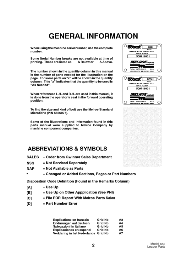 Bobcat 853 Skidsteer Parts Catalog 5084 5097 - Image 3