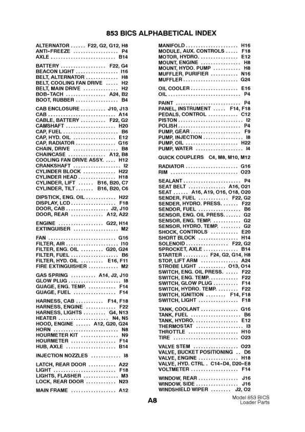 Bobcat 853 Skidsteer Parts Catalog 5128 5084 5097 - Image 6