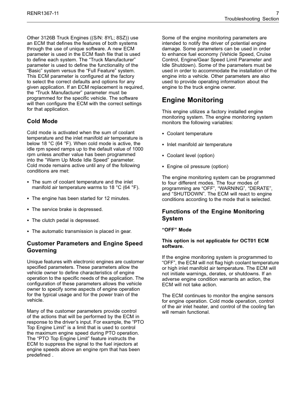 CAT 3126B 3126E On-highway Engines Troubleshooting Manual RENR1367-11 - Image 8