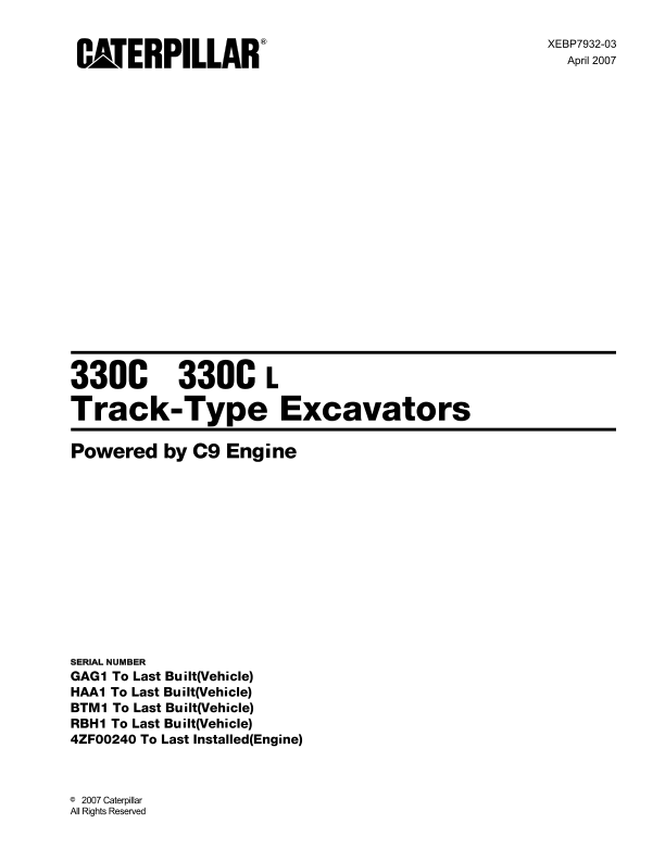 CAT 330C 330C L Track-Type Excavators Parts Manual GAG1 HAA1 BTM1 RBH1 - Image 2
