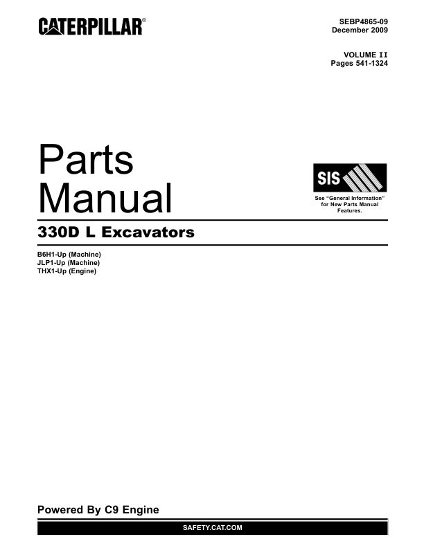 CAT 330D L Excavator Parts Catalog Volume II B6H1-UP JLP1-UP - Image 2