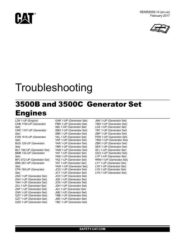 CAT 3500B 3500C Segenerator Set Troubleshooting Manual RENR5059-14 - Image 2
