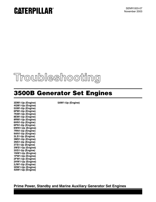 CAT 3500B Generator Set Engine Troubleshooting Manual SENR1003-07 - Image 2