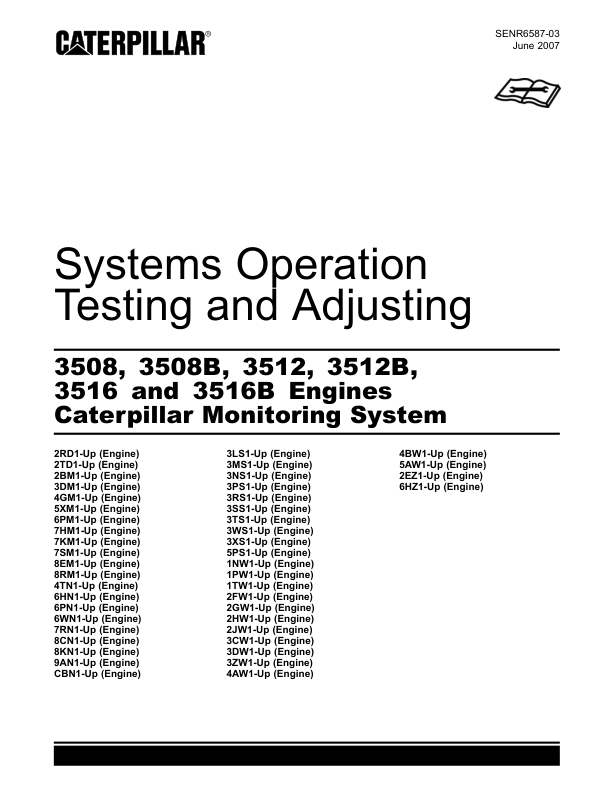 CAT 3508 3508B 3512 3512B 3516 3516B Engines Systems Operation Testing and Adjusting SENR6587-03 - Image 2
