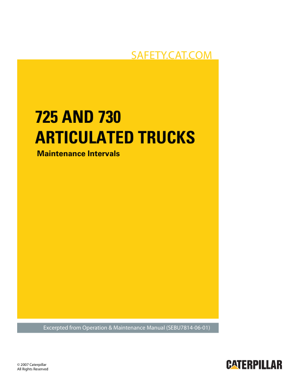 CAT 725 730 Articulated Truck Maintenance Intervals Manual - Image 2