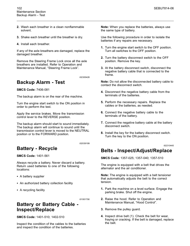CAT 725 730 Articulated Truck Maintenance Intervals Manual - Image 9