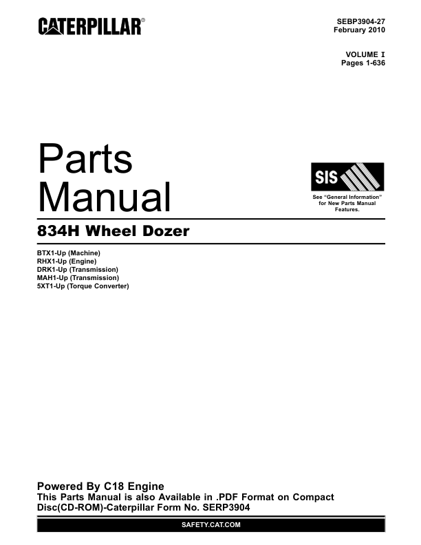 CAT 834H Wheel Dozer Parts Catalog Volume I BTX1-UP - Image 2