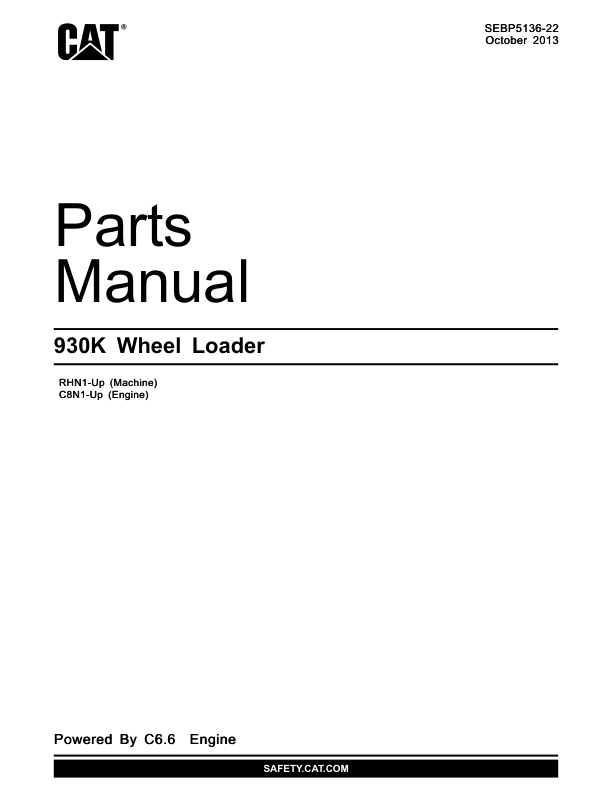 CAT 930K Wheel Loader Parts Manual RHN1-UP - Image 2