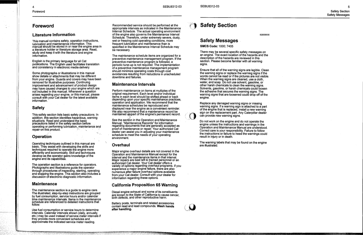 CAT C0.5 C0.7 C1.1 C1.5 C1.6 C2.2 Industrial Engines Operation and Maintenance Manual - Image 14