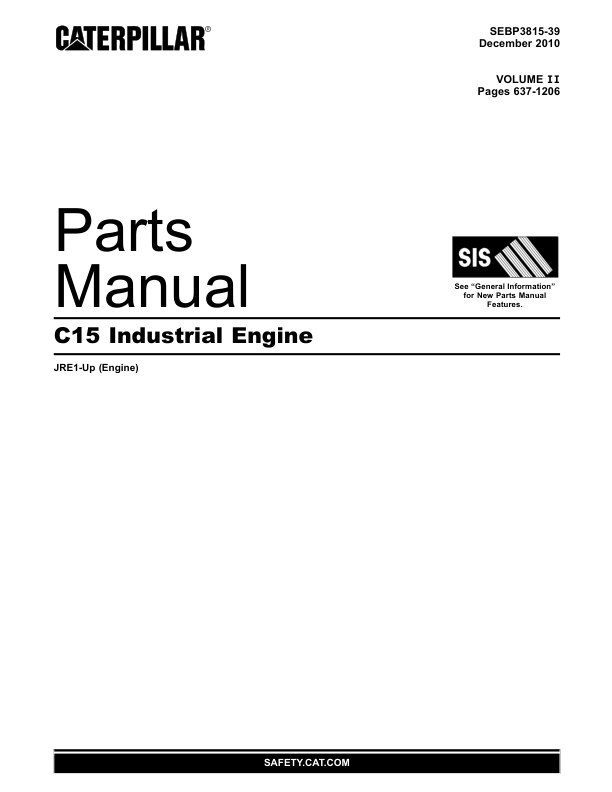 CAT C15 Industrial Engine Parts Catalog Volume II JRE1-UP - Image 2