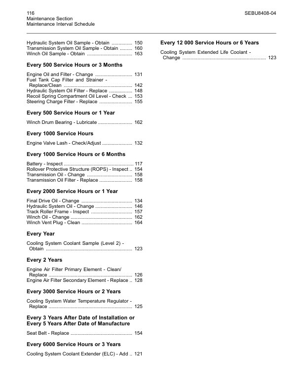 CAT D6N Track Type Tractor Maintenance Intervals Manual - Image 6