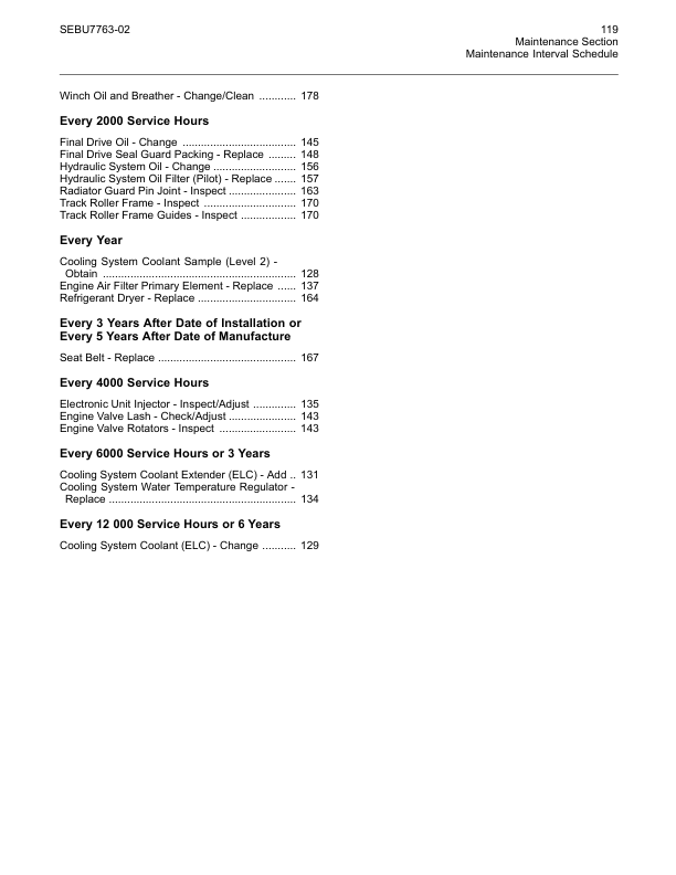 CAT D8T Track Type Tractor Maintenance Intervals Manual - Image 5