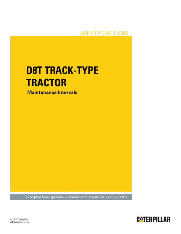 CAT D8T Track Type Tractor Maintenance Intervals Manual - Image 2