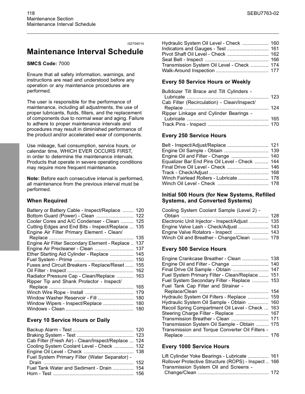 CAT D8T Track Type Tractor Maintenance Intervals Manual - Image 4