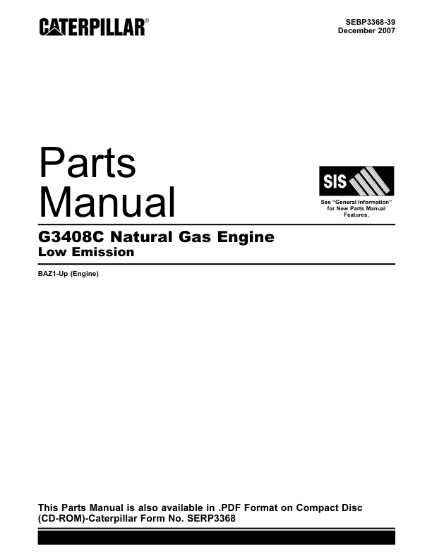CAT G3408C Natural Gas Engine Parts Catalog BAZ1-UP - Image 2